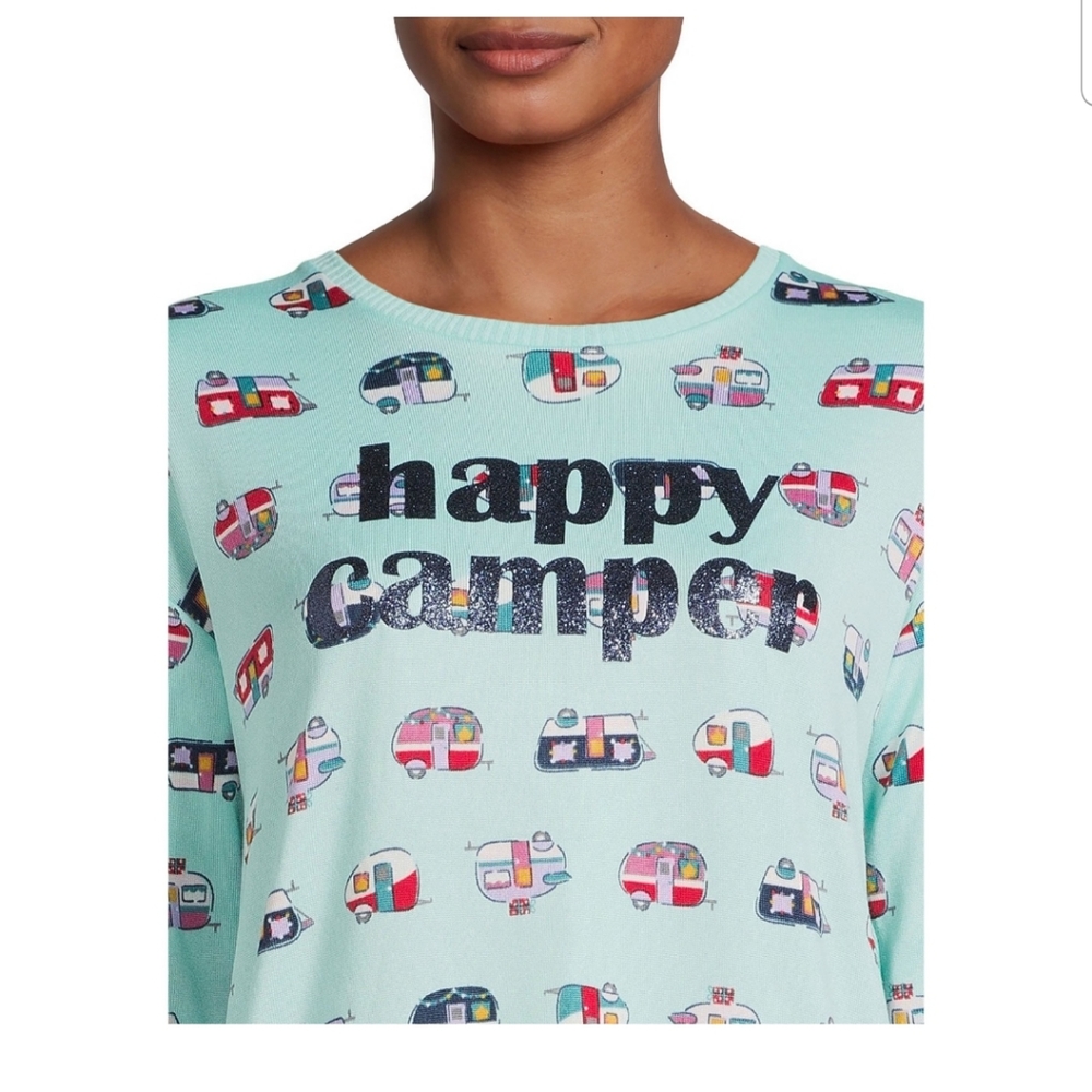 2 pc Secret Treasures Happy Camper womans pajamas Small mist mint